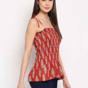 Women's Rayon Printed Casual Summer Style Tie Shoulder Straps Free Size Tank Top ( Multi17)