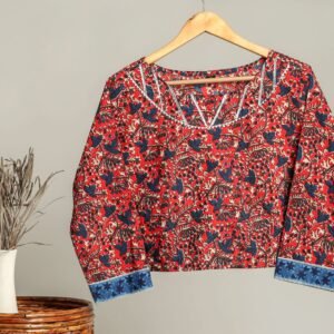 Handmade Block Print Cotton for Women ? Ethnic Floral Printed Top with Long Sleeves