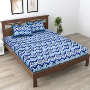 Rajasthani Traditionally Printed Cotton Doublebed Bedsheet With Pack of 2 Pillow Covers